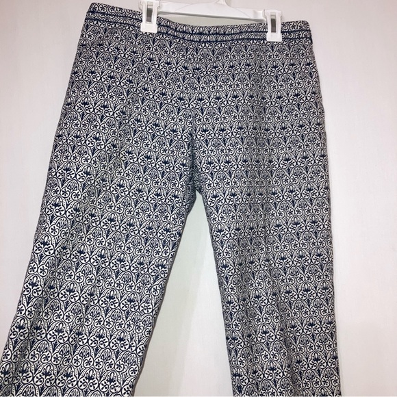 Tory Burch  Heidi Jacquard Print Navy&White Stretch  Slim Fit Pants Size 6 - Picture 4 of 14